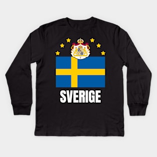 Sweden Flag National Emblem Swedish National Pride Kids Long Sleeve T-Shirt